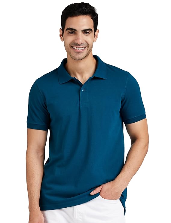 Men's Solid Cotton Rich Polo T Shirt